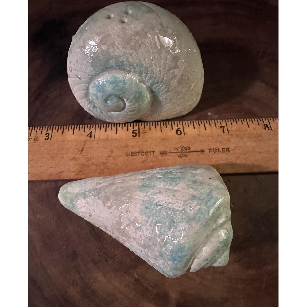 Vintage Hand-Painted Ceramic Maui Seashell Salt & Pepper Shakers 1990s